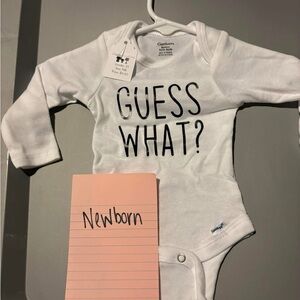 Gerber White 'Guess What?' Long Sleeve Bodysuit